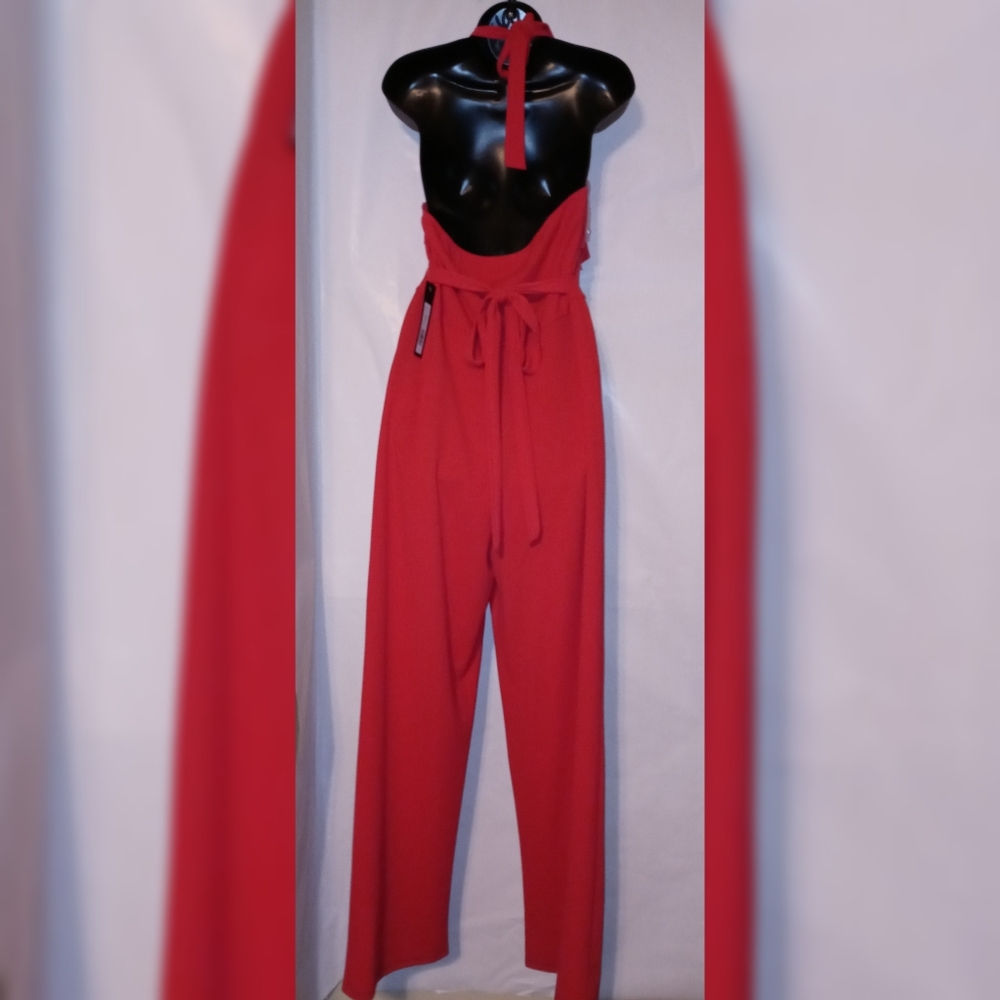 Bebe Ruffle Top Belted Jumpsuit - Picture 4 of 6